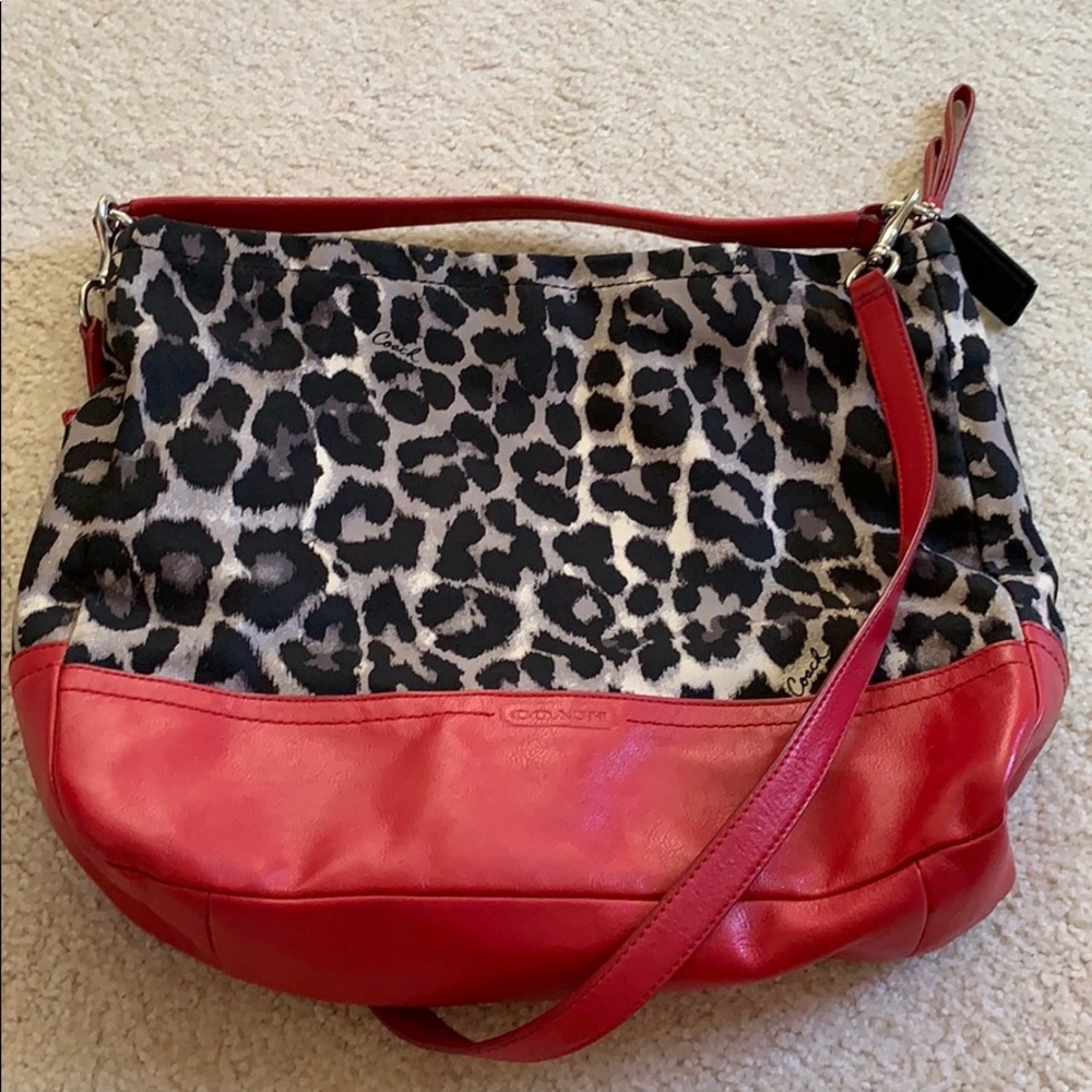 Coach Large Leopard + Red Tote 🐆🖤